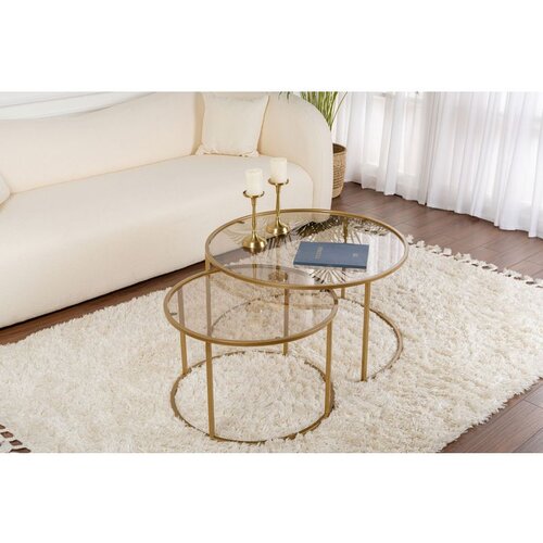 Hanah home Aurum - 80, 60 - Gold, Bronze GoldBronze Coffee Table Set Cene