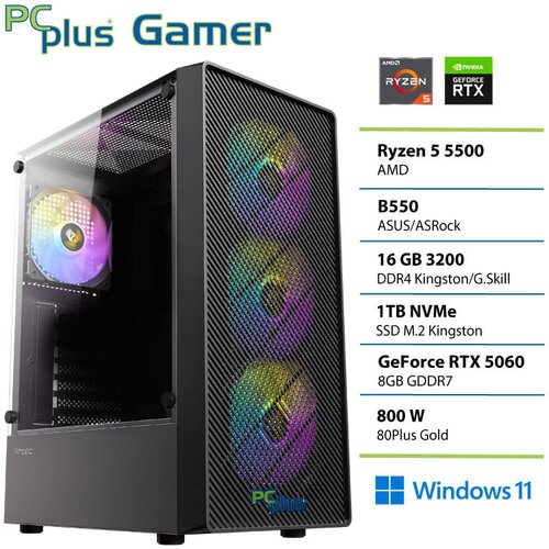 PCPLUS Namizni računalnik PCPLUS Gamer Ryzen 5 5500, 16 GB RAM, 1 TB SSD, RTX 5060 8GB, W11H|Gaming, (5000088840) Cene