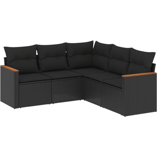 Maison Chic Seti vrtnega pohi&amp;scaron;tva - Vrtna garnitura - Vrtni pohi&amp;scaron;tvo set 5-delna z blazinami črn poli ratan, (21821080) Slike