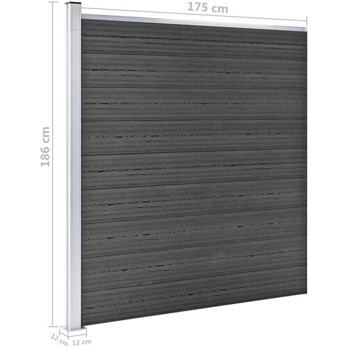 VidaXL set panela za ogradu WPC 526 x 186 cm crni Slike