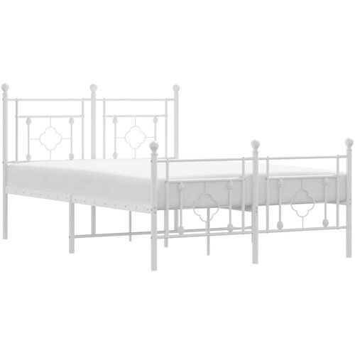 VidaXL Kovinski posteljni okvir z vzglavjem in vznožjem bel 120x200 cm, (20962870) Slike