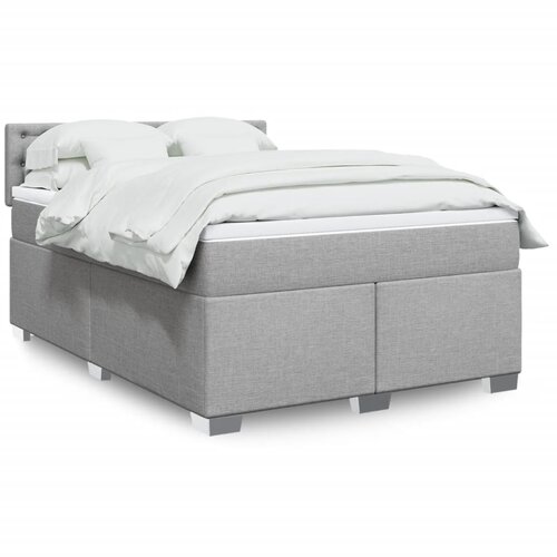 vidaXL Box spring posteljni z vzmetnico svetlo siv 140x190 cm blago Cene