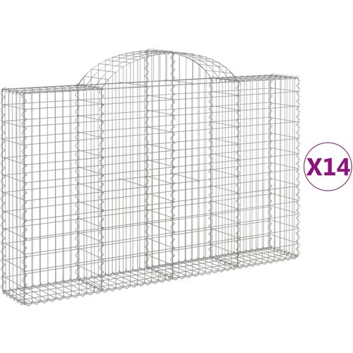 Lučne gabionske ko&amp;scaron;are 14kom 200x30x120/140cm pocinčano željezo Slike