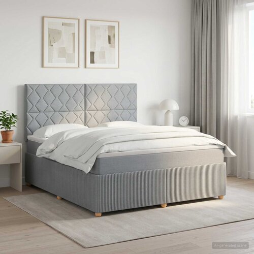  Boxspring krevet s madracem Svjetlosiva 160 x 200 cm Tkanina Cijene