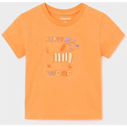 Mayoral Pamučna majica kratkih rukava za bebe boja: narančasta, s uzorkom