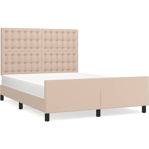 vidaXL Posteljni okvir z vzglavjem kapučino 140x190 cm umetno usnje, (20907320) Cene