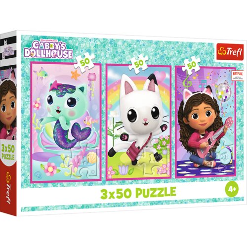 Puzzle 3x50 - Upoznajte Gabby i kuću za lutke Gabbys Trefl 34876 Cijene