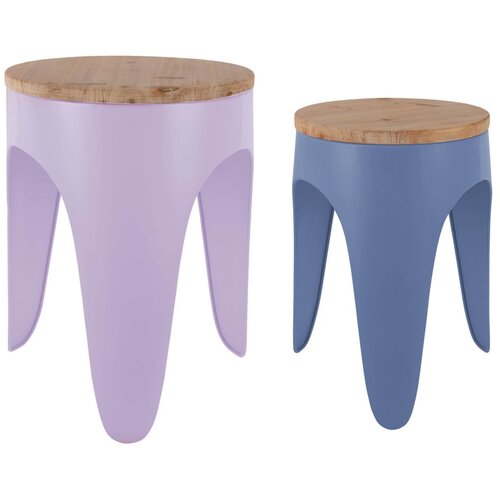 Leitmotiv Plavi/ljubičasti metalni stolići u setu 2 kom Double Funky – Cijene