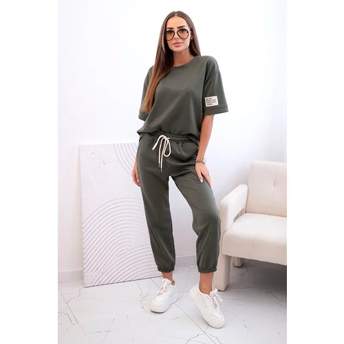 Kesi Włoski Women&amp;#039;s viscose set with short sleeves and trousers khaki Slike