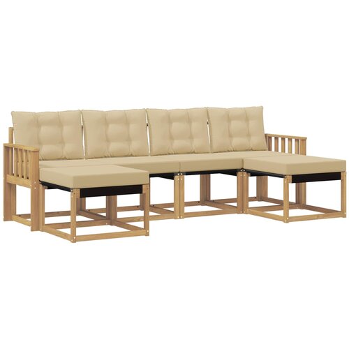vidaXL Zunanja garnitura za sedenje z blazino 6 pcs Bela in bež, (5000282278) Cene
