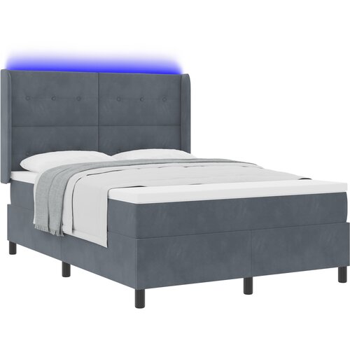 vidaXL Postelja s pomično podlago in vzmetnico ter LED temno siva 140x200 cm žamet Cene