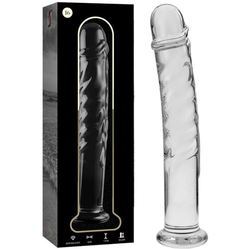 Ibiza Nebula Model 16 Dildo Borosilicate Glass 18.5x3cm Clear Cene