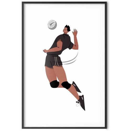  Plakat - Volleyball Player on a Light Background - Illustration 40x60 Crni okvir Cene