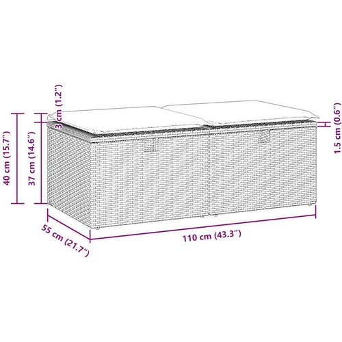 VidaXL 2-dijelni set vrtnih sofa s jastucima crni od poliratana bagrem Slike