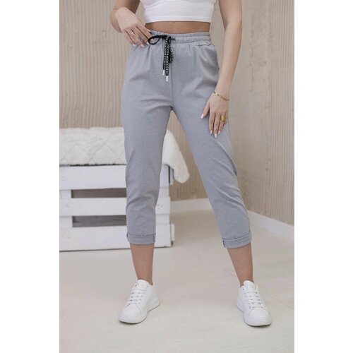 Kesi New Punto Trousers with Tie at the Waist - Grey Cene