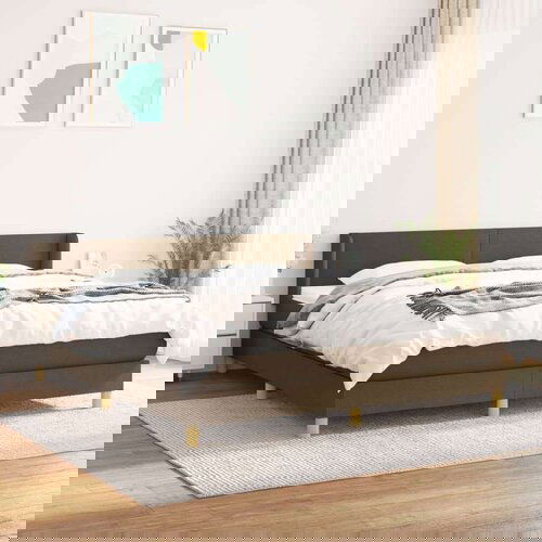  Krevet s oprugama i madracem tamnosmeđi 180x200 cm tkanina Slike