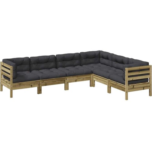  6-dijelni set vrtnih sofa od impregnirane borovine s jastucima Slike