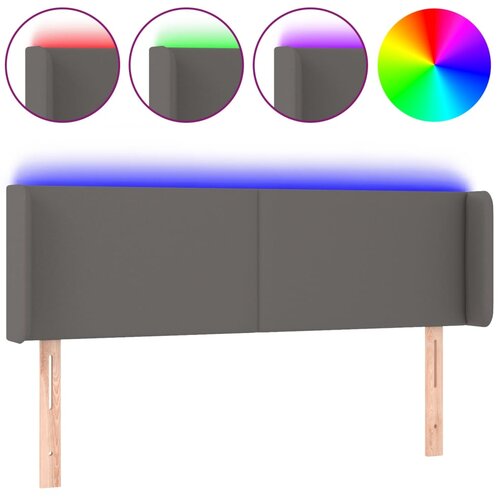 Maison Chic LED posteljno vzglavje - Vzglavna omarica sivo 147x16x78/88 cm umetno usnje, (22077377) Cene
