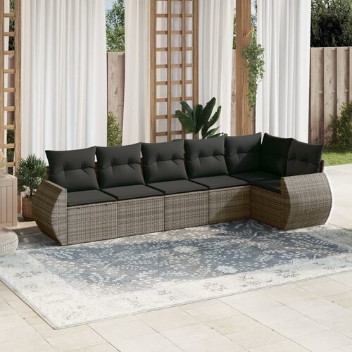 vidaXL 6-dijelni set vrtnih sofa od poliratana s jastucima sivi Cijene