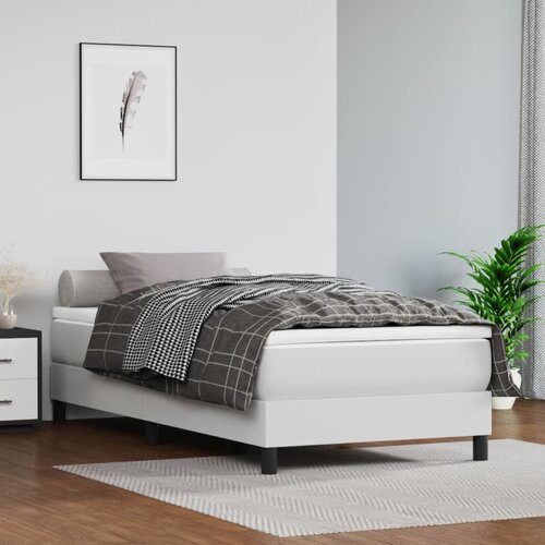 vidaXL Vzmetnica z žepkasto vzmetjo bela 90x190x20 cm umetno usnje Cene