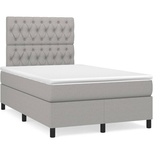 VidaXL Box spring postelja z vzmetnico svetlo siva 120x200 cm blago, (20790496) Slike