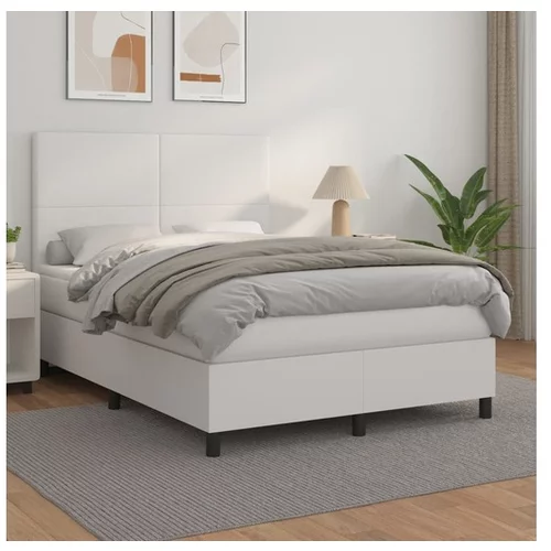  Box spring postelja z vzmetnico bel 140x200 cm umetno usnje