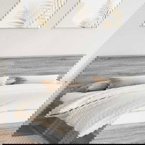 vidaXL Vzglavje z vzglavjem Siva Sonoma 200 cm Konstruiran les Cene