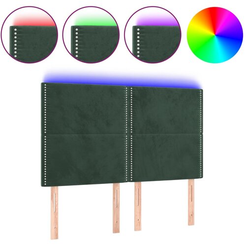 Maison Chic led posteljno vzglavje - vzglavna omarica - nočna omarica temno zeleno 144x5x118/128 cm žamet, (21709246) Slike