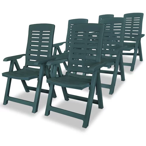 vidaXL Nastavljivi vrtni stoli 6 kosov plastika zelene barve