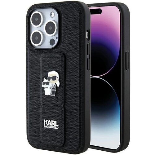 Karl Lagerfeld OVITEK GRIPSTAND SAFFIANO ZA IPHONE 15 PRO MAX ČRN, (21898230) Cene