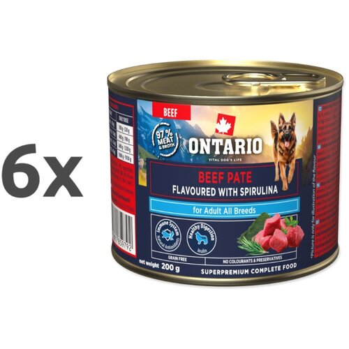 Ontario Dog Adult konzerva, pa&scaron;teta - govedina in spirulina 6 x 200 g Cene