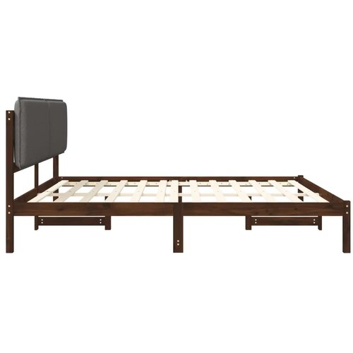  Krevetni okvir s tapiciranim uzglavljem - Tamnosmeđa i svjetlosiva 180 x 200 cm Slike