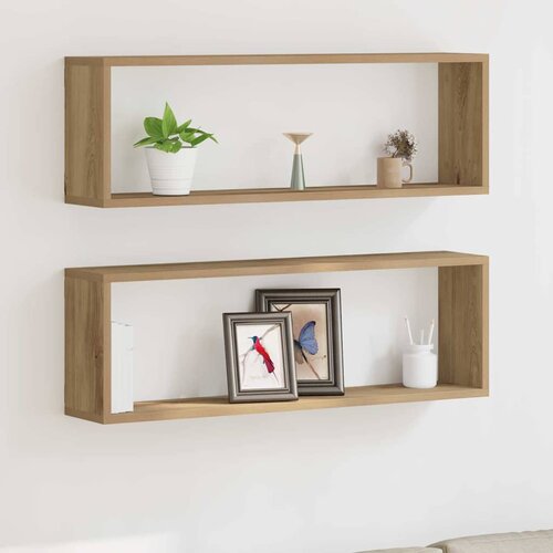 Police na zidu 2 pcs Umjetnička hrastovina 80 x 15 x 26 cm Cene
