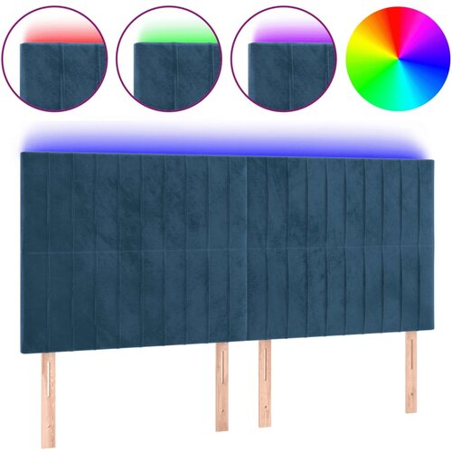 Maison Chic led posteljno vzglavje - vzglavna omarica - nočna omarica temno modro 200x5x118/128 cm žamet, (21709092) Slike