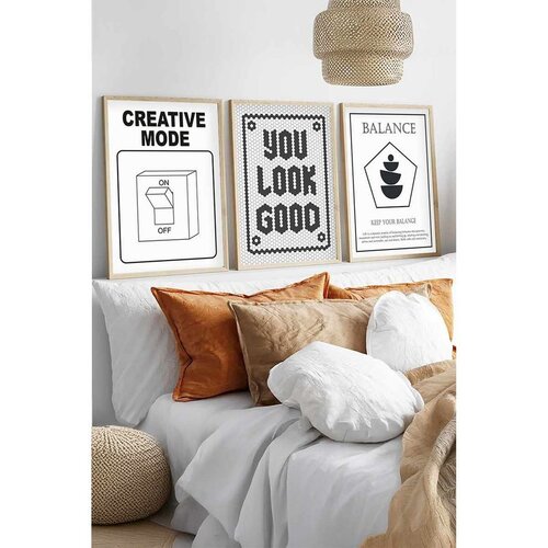 WALLXPERT Huhu569 - Vi&scaron;enamenska dekorativna slika u okviru (3 komada) 30 x 40 cm Cene
