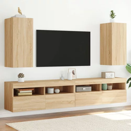 vidaXL Stenske TV omarice z LED 2 kosa sonoma hrast 30,5x35x70 cm