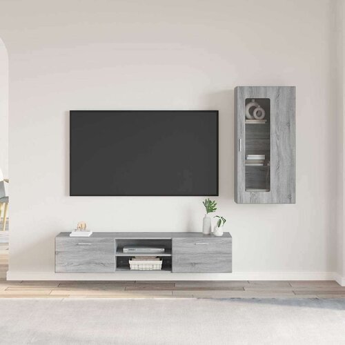  Set TV komoda s ladicama Zidne Siva Sonoma Konstruirano drvo Cene
