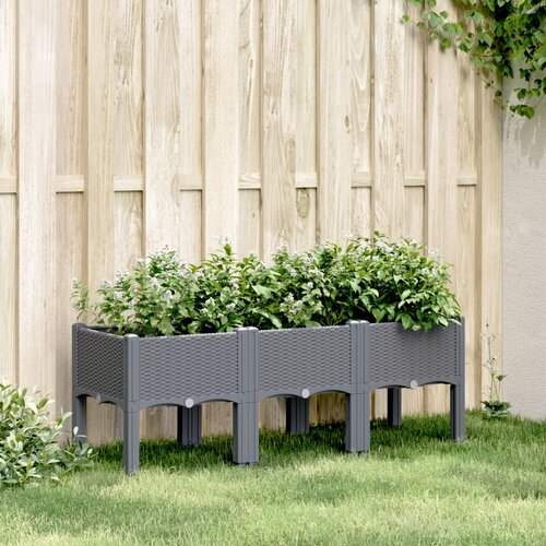 vidaXL Vrtna sadilica s nogama siva 120 x 40 x 42 cm PP Cijene