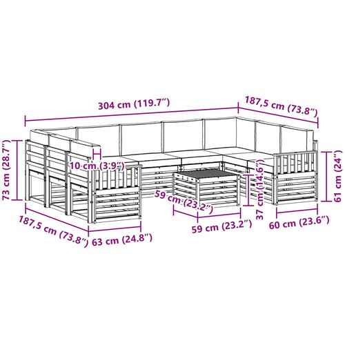 Set vanjskih sofa 10 kom. Prirodna i krem Slike