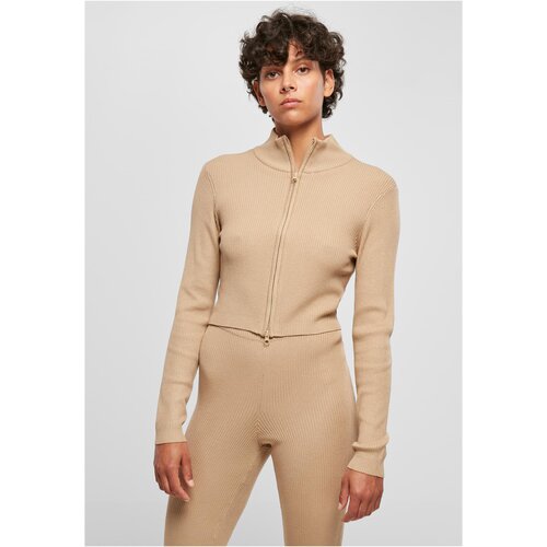 UC Ladies Ladies Cropped Rib Knit Zip Cardigan unionbeige Slike