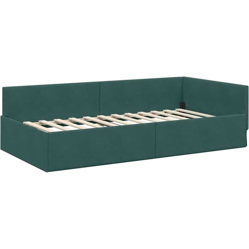  Kutni krevetni okvir s madracem 2 kom. Tamnozelena 90 x 190 cm Slike