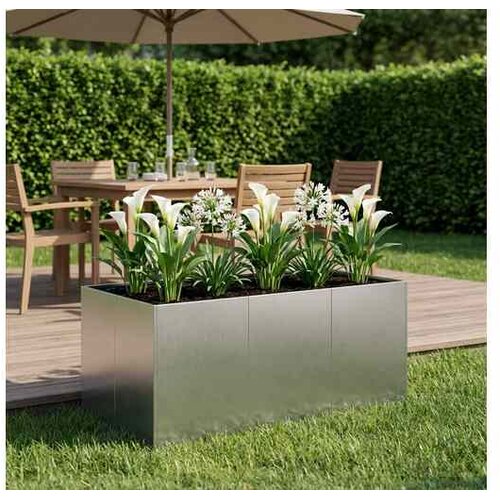 vidaXL Vrtna saksija Srebrna 120 x 80 x 60 cm Nehrđajući čelik - Nehrđajući čelik 120 x 80 x 60 cm Cijene