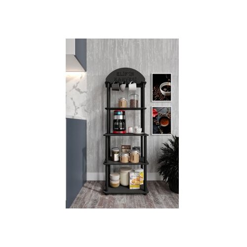 Hanah home Polica za kafu Lungo, 30x50x140 cm, Crna Slike