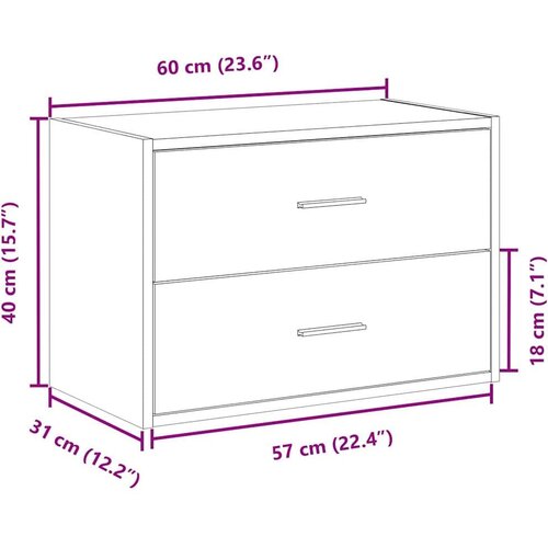 VidaXL Ormarić s 2 ladice boja hrast 60x31x40 cm konstruirano drvo Slike