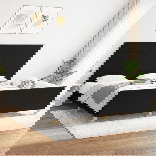 The Living Store Posteljni okvir z vzglavjem črn 180x200 cm blago - Posteljni Okvir Z Vzglavjem, (21526708) Slike