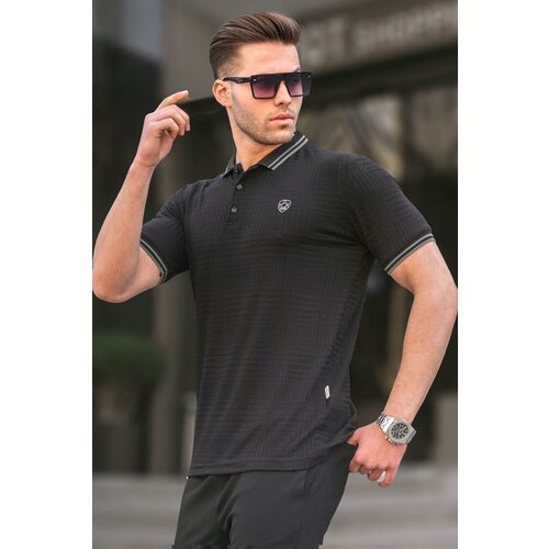 Madmext Black Basic Regular Fit Men's Polo Neck T-Shirt 6100 Slike