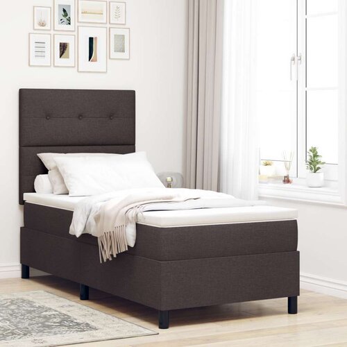 Box Spring Krevet s madracem Tamnosmeđa 100x200 cm Tkanina Cijene
