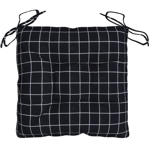  Jastuci za stolice 6 kom crni karirani 50x50x7 cm od tkanine Slike
