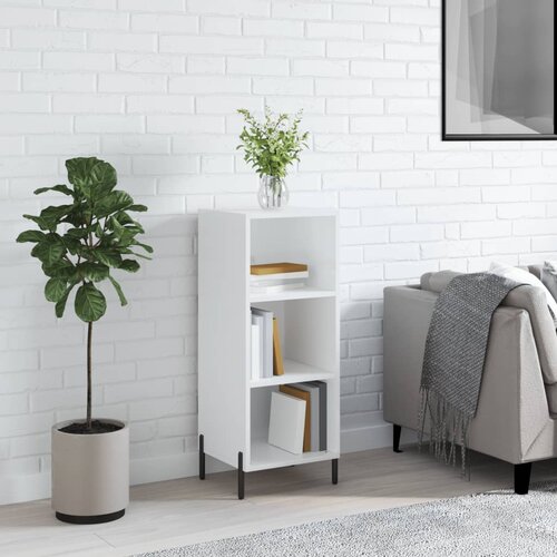 vidaXL Komoda visok sijaj bela 34,5x32,5x90 cm inženirski les Cene