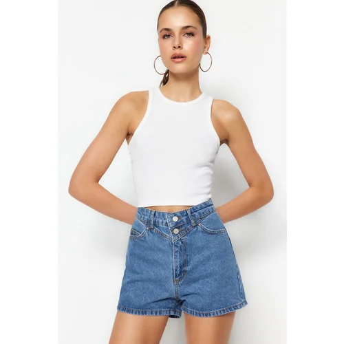 Trendyol Shorts - Blue - High Waist